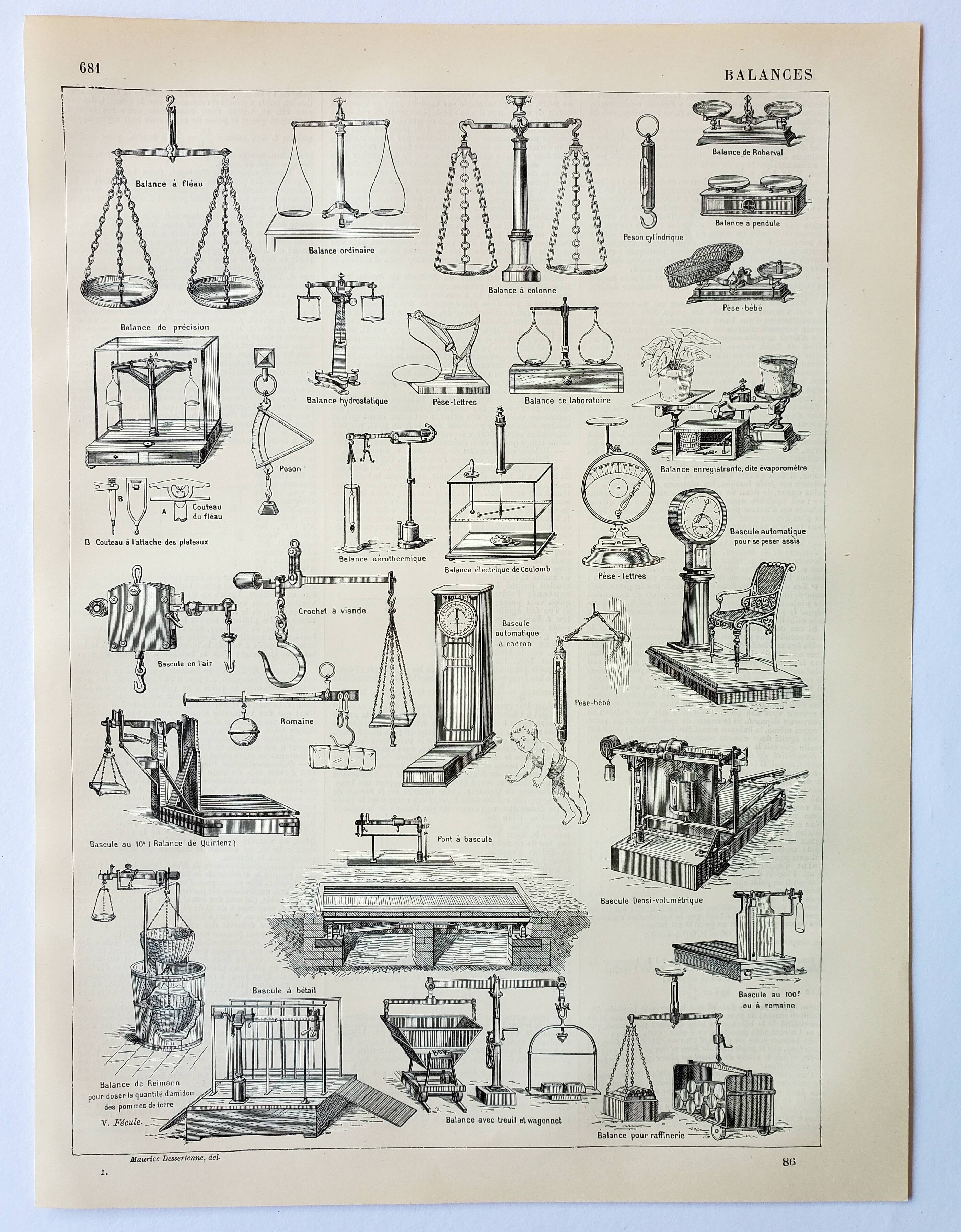 Old engraving 1898, Old balance, seesaw • Lithograph, original illustration