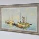 Oil Painting on Hardboard “Trawler and Tuna Boats”, signed G.Lhermitte – Mid 20th century