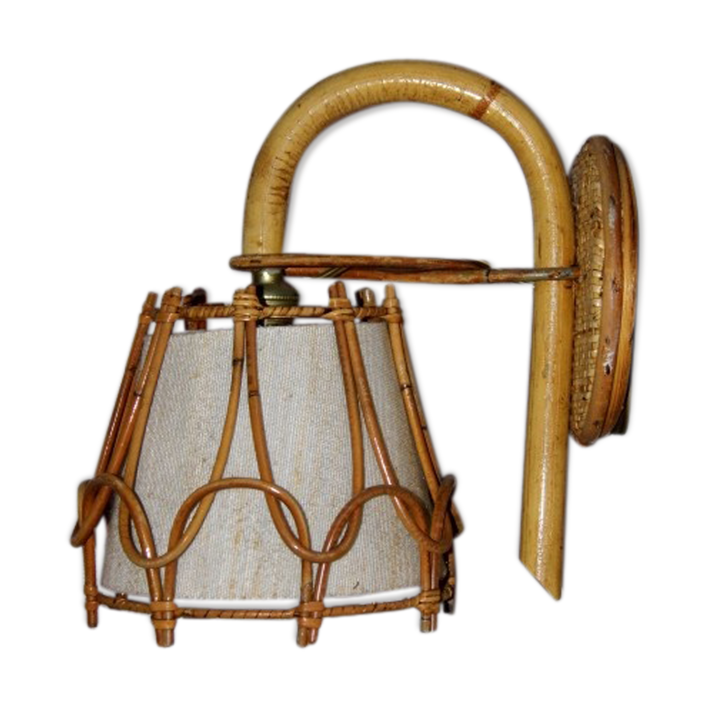 Light lamp bamboo rattan Lampshade vintage years 50