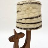 Wooden zoomorphic lampshade with wool lampshades, 70s