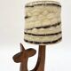 Wooden zoomorphic lampshade with wool lampshades, 70s