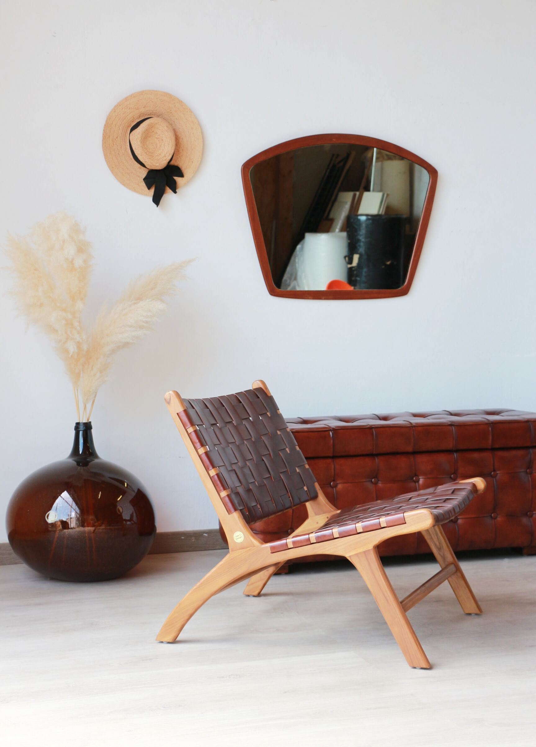 Pair of Teak & Leather heaters - model "Los Angeles" - Olivier de Schrijver