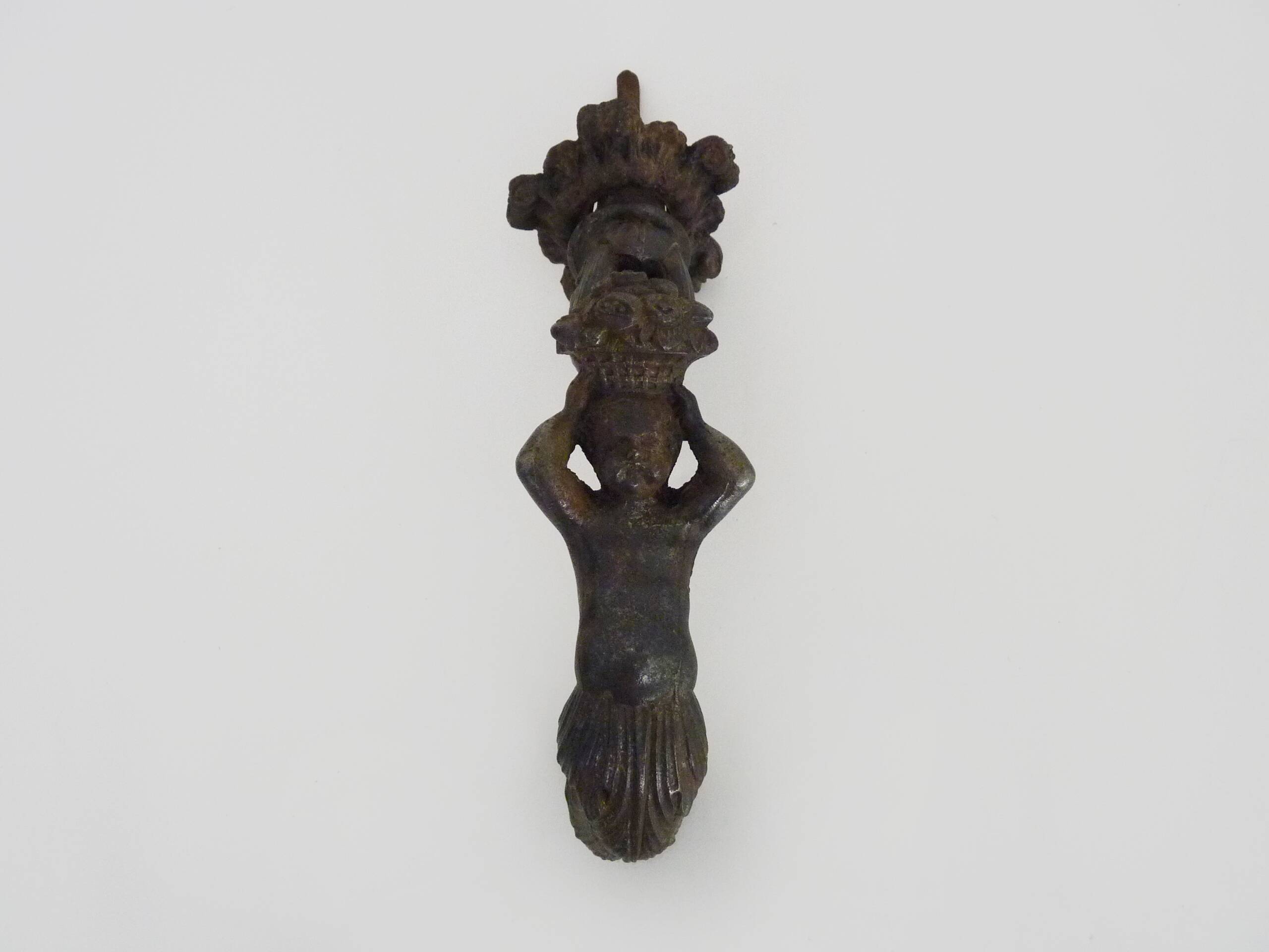 Old cast iron Cherub angel door knocker, 19th century