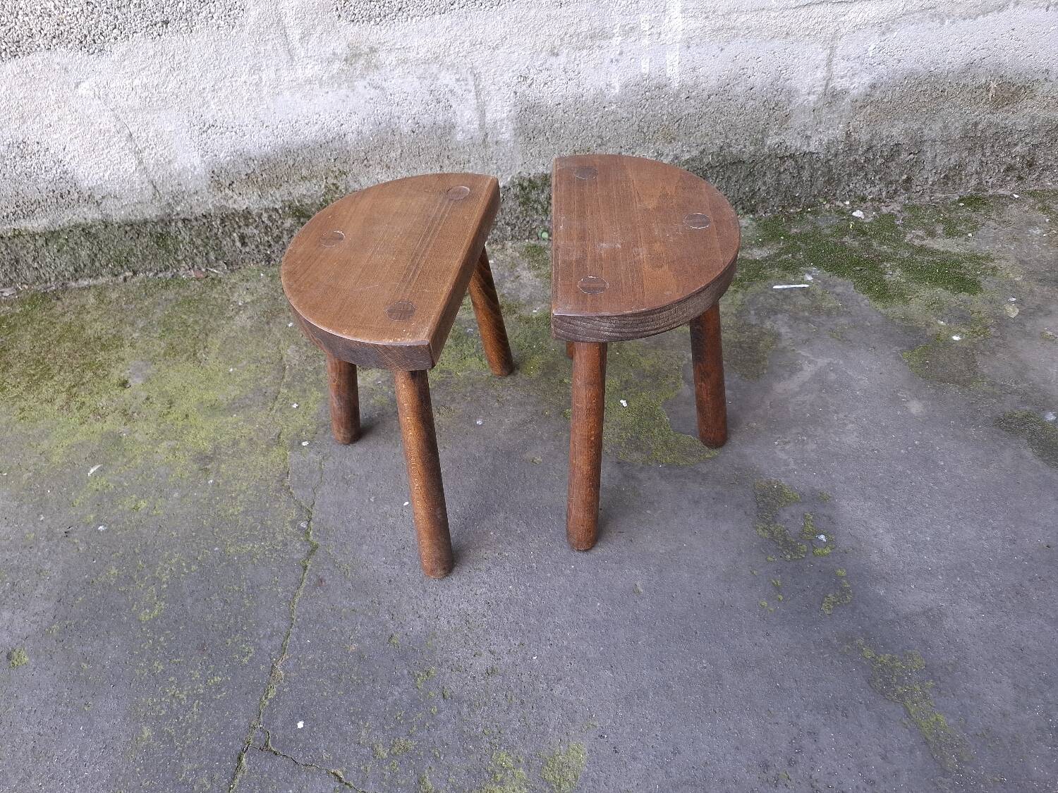 2 vintage tripod stools