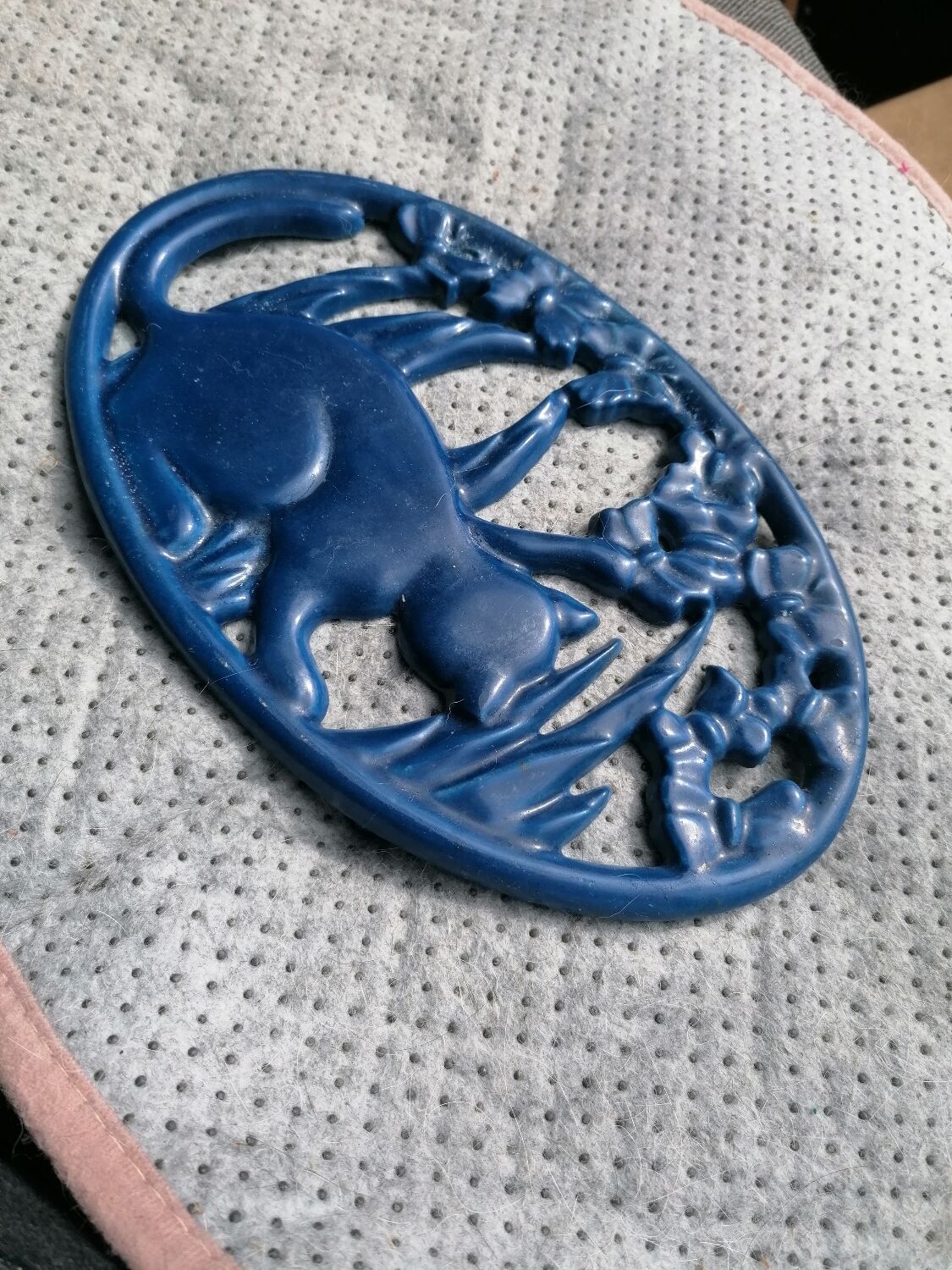 Dessous de plat fonte émaillée invicta chat bleu