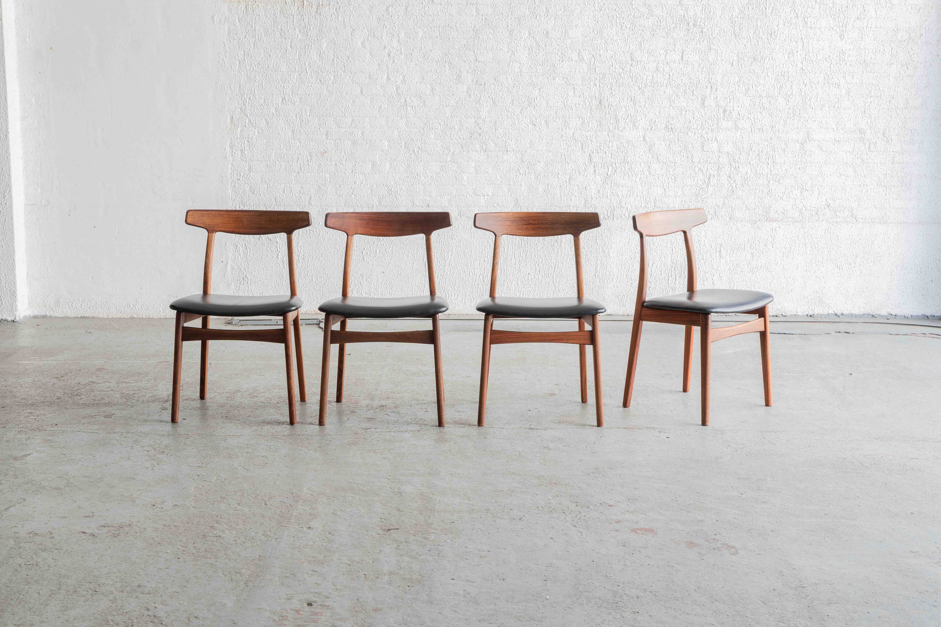 Dining chairs 'model 60' by Hennig Kjaernulf for Bruno Hansen, Denmark 1960