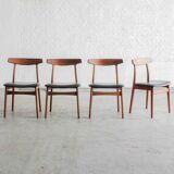 Dining chairs 'model 60' by Hennig Kjaernulf for Bruno Hansen, Denmark 1960