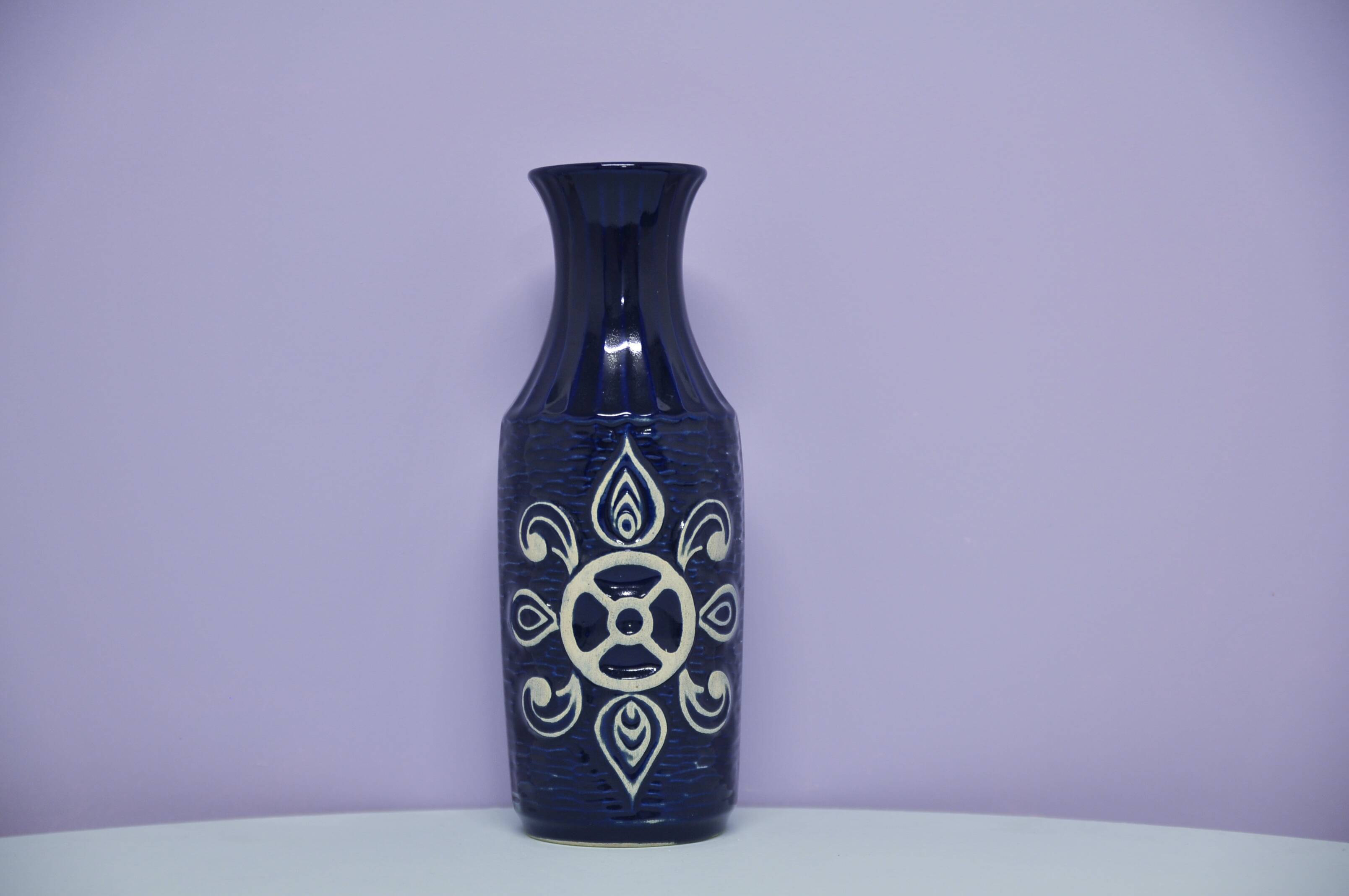 vintage blue & white West Germany vase Bay