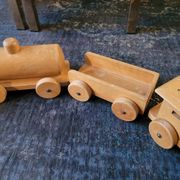 Train en bois ancien - jouet en hêtre
