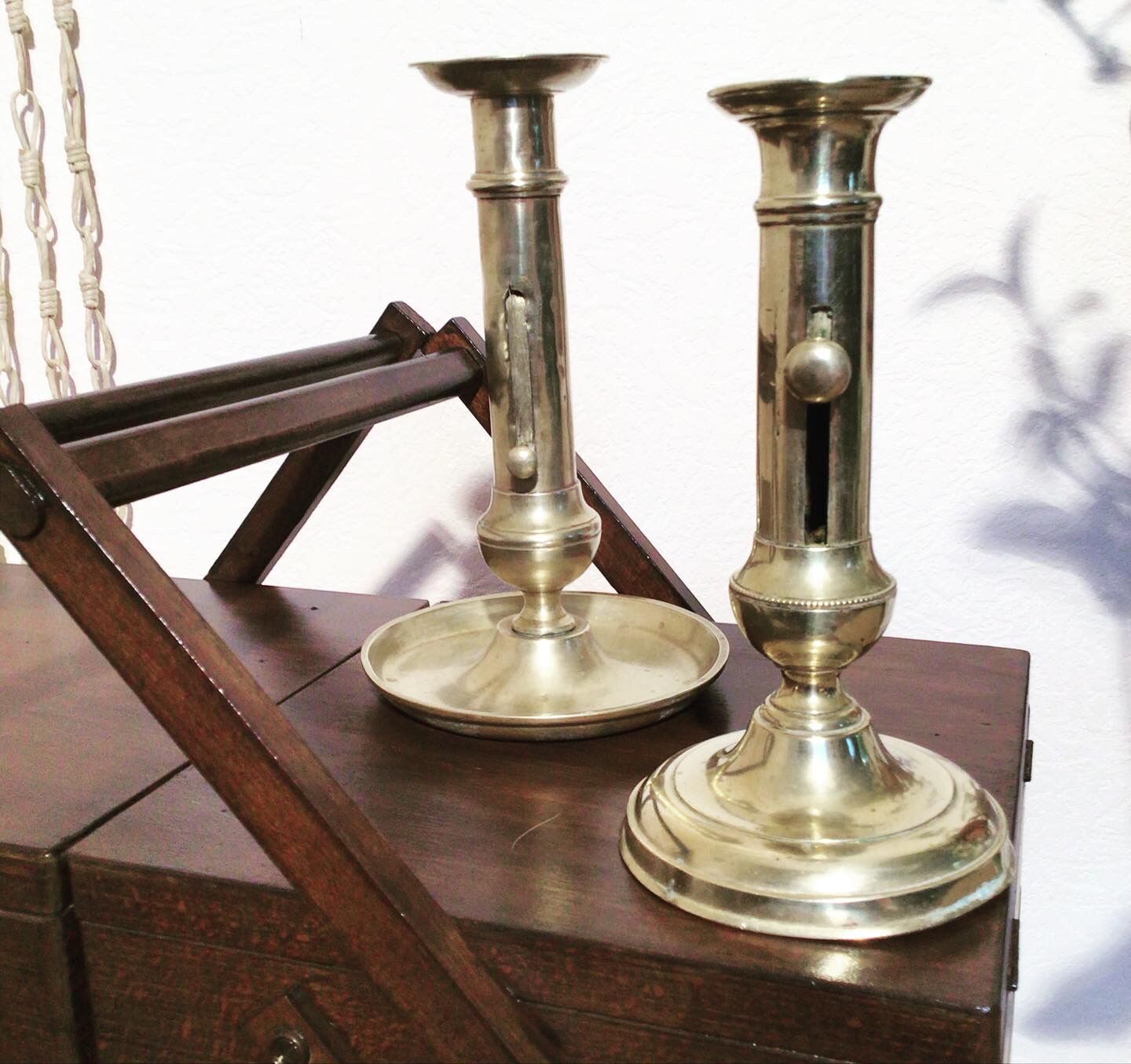 Pair of brass candle holders
