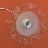 1930s Clear and Milk White Glass Ruffled Lampshade