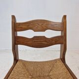 Ensemble de 6 chaises rasoir en chêne brutaliste, France, années 1960