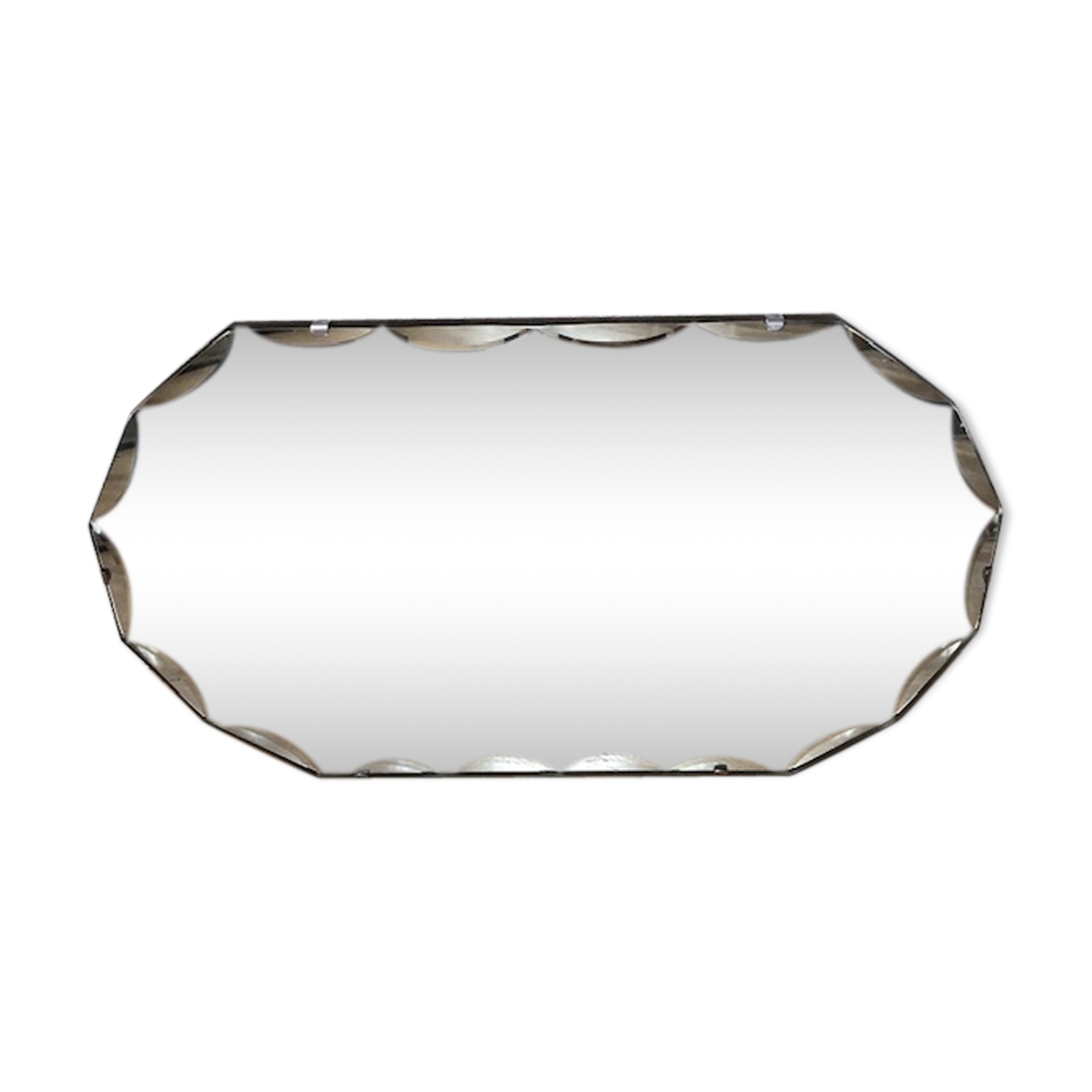 Ancient octagonal bevelled mirror - 56x33cm