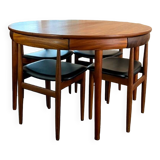 Ensemble chaises et table extensible « Roundette » estampillée  Frem Røjle par le designer Hans Olsen - 1962