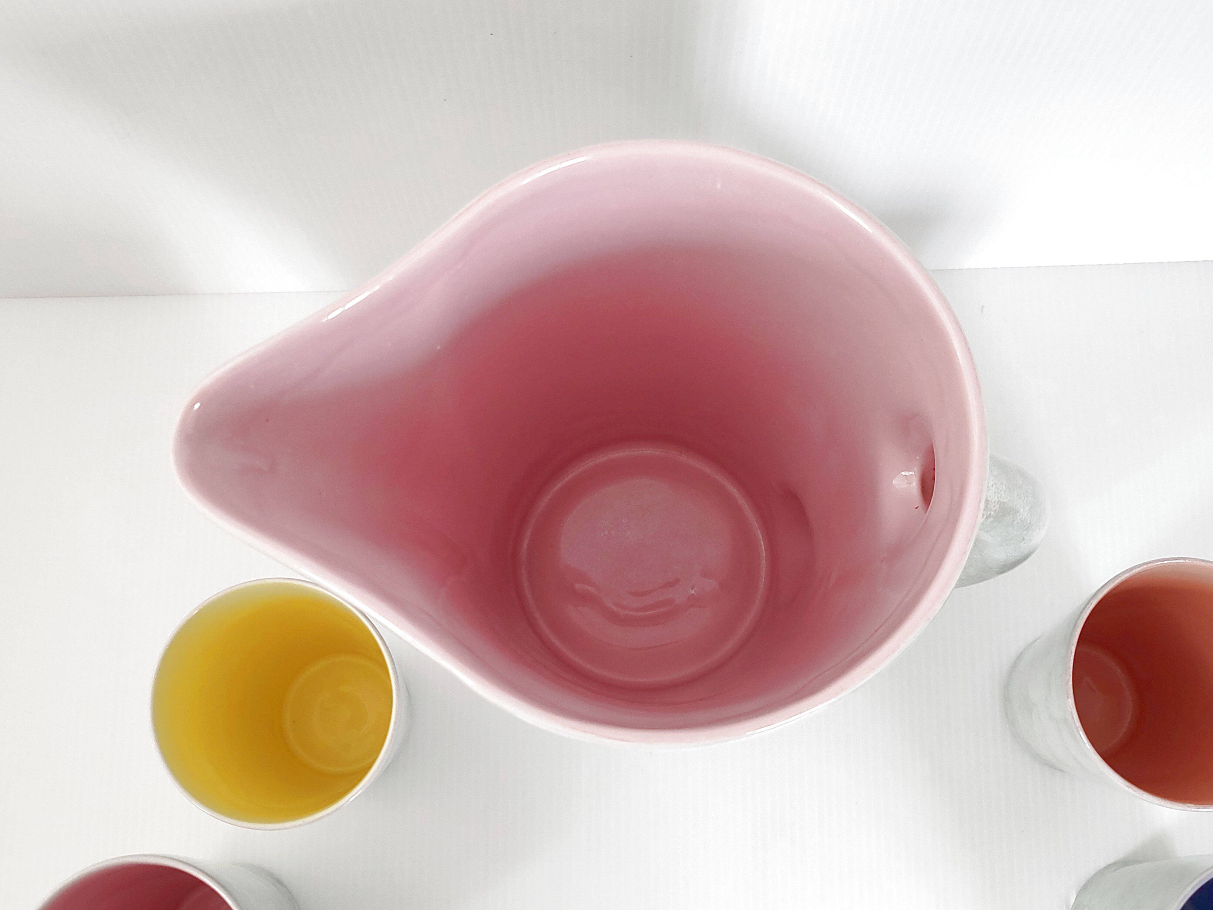 Pitcher service + 6 vintage glasses 1960