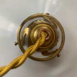 Vintage white pleated opaline pendant lamp