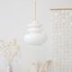 Large vintage suspension lamp in white opaline