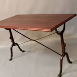 Set of 9 1900 Bistro Tables with Wrought Iron Legs and Rose Decor