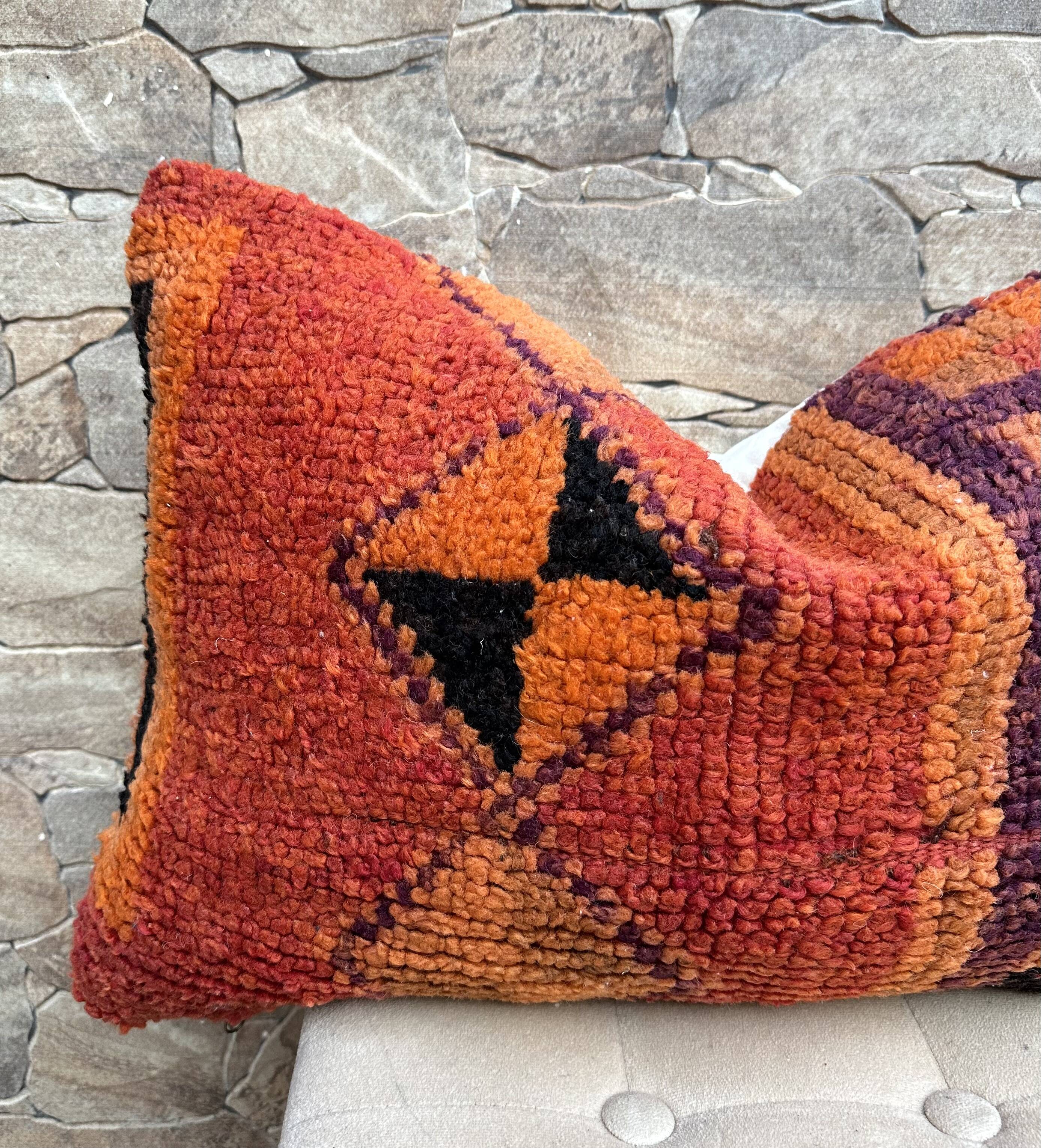 Vintage Berber wool cushion cover, decorative cushion