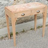 Ancienne console Art Déco - Hêtre et marbre rose - Table d'appoint