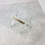 Table basse en laiton et lucite, années 1970