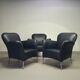 3 x rare armchair / model Turn / black leather / Bert Plantagie in mint condition.