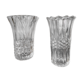Set of 2 large vintage sized glass vases.