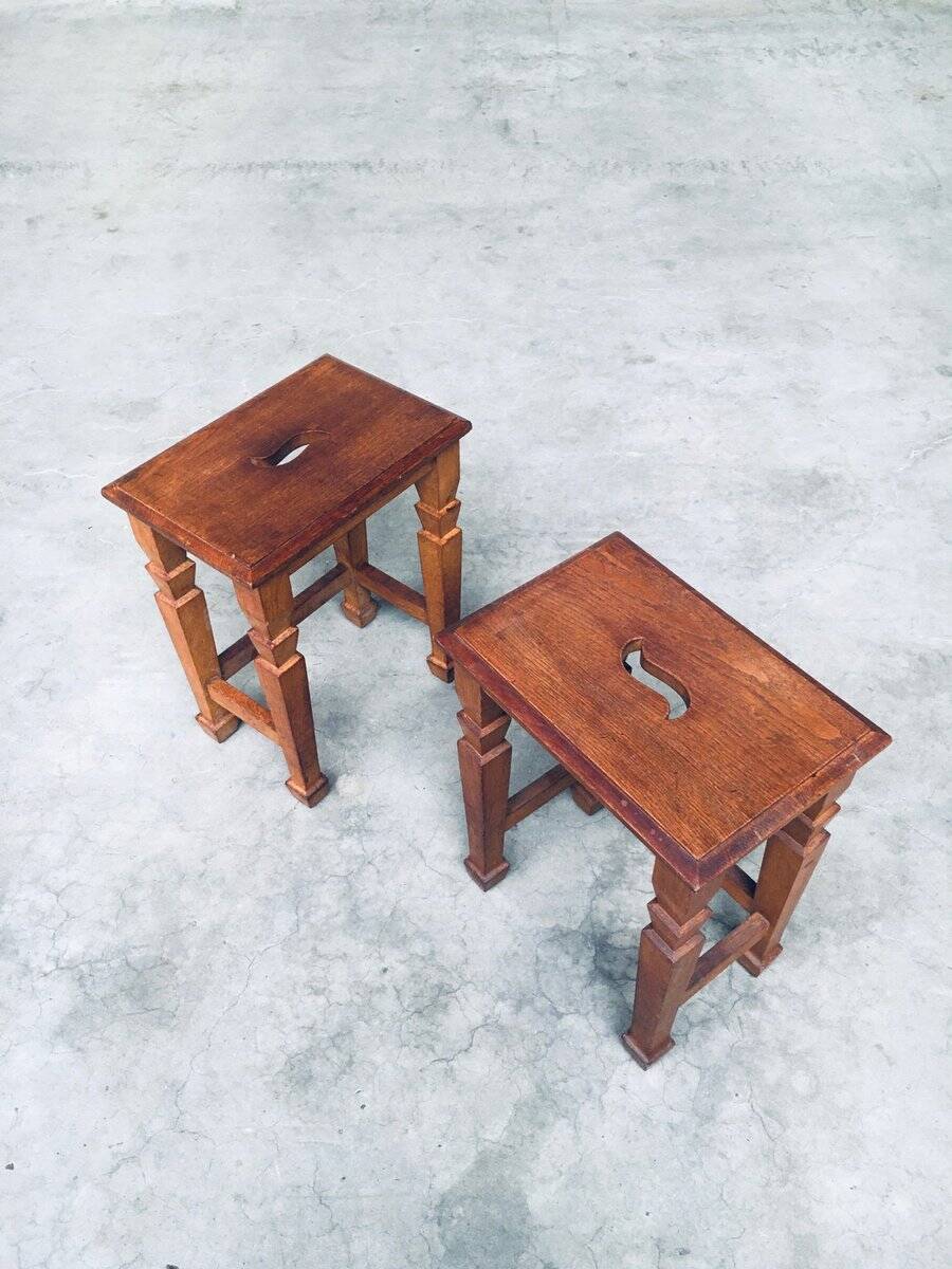 Set of Dutch Art Deco S Handle Stools, 1930s