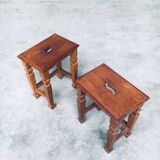 Set of Dutch Art Deco S Handle Stools, 1930s