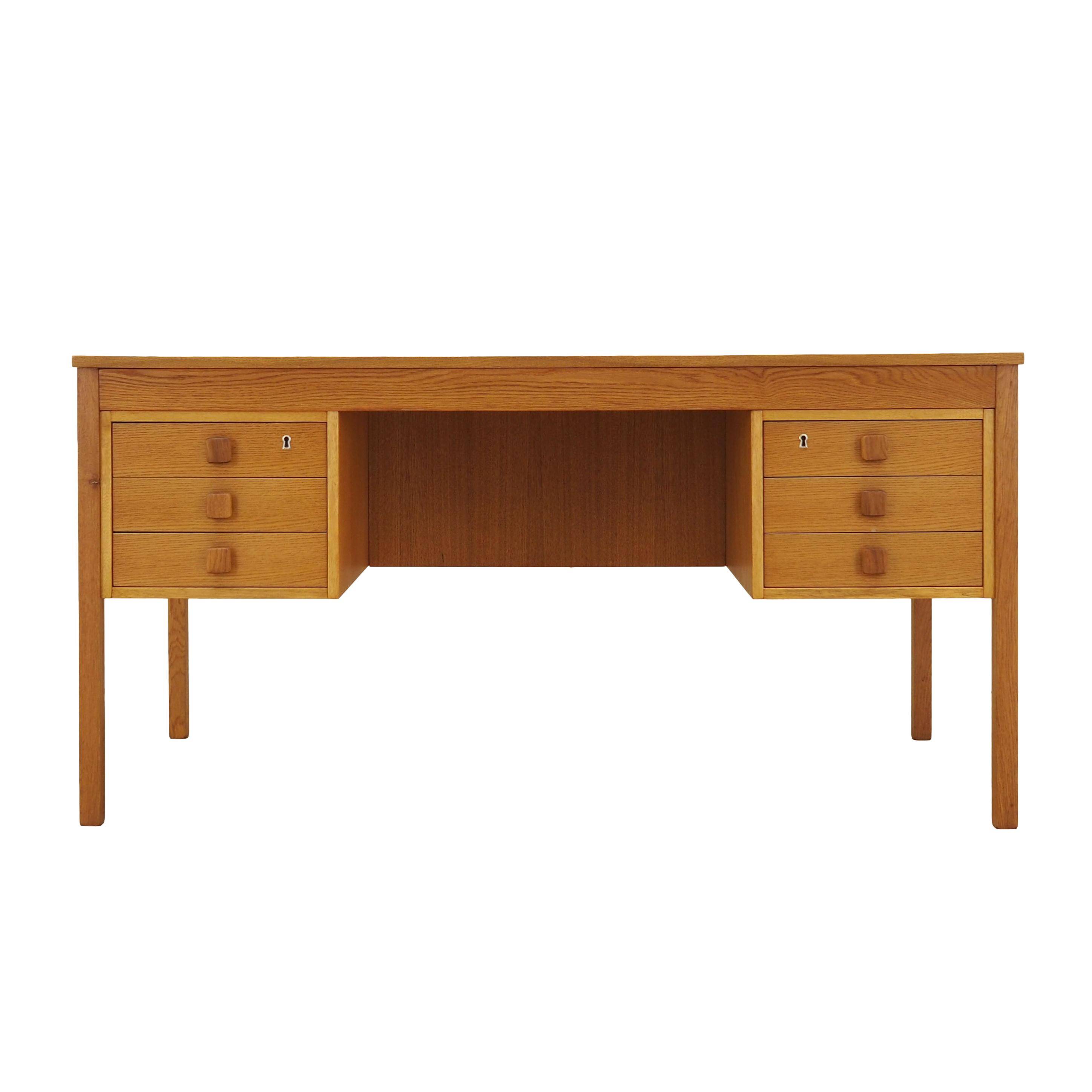 Ash wood desk, Danish design, 1970s, manufacturer: Domino Møbler