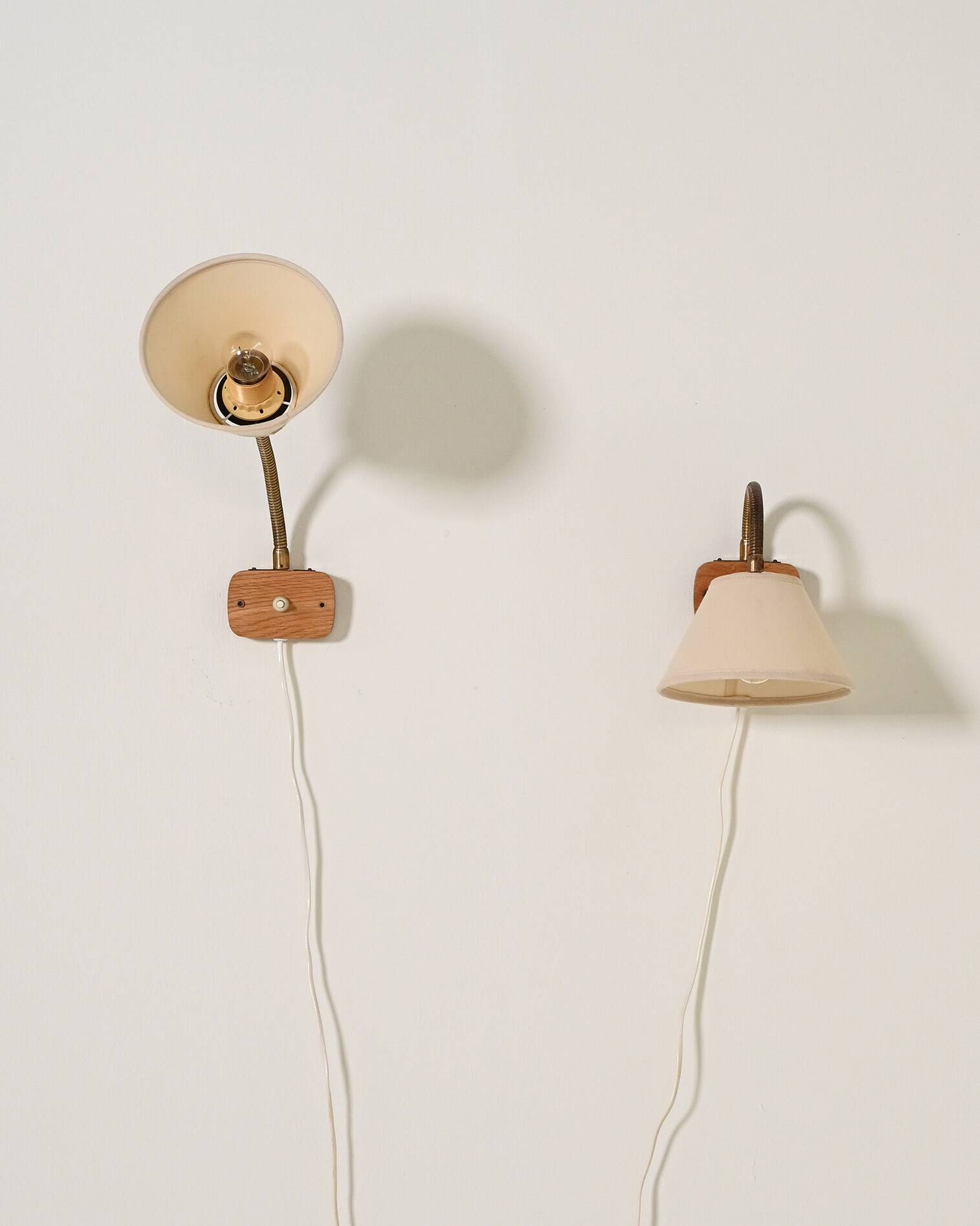 Pair of Scandinavian teak wall lamps, '50s