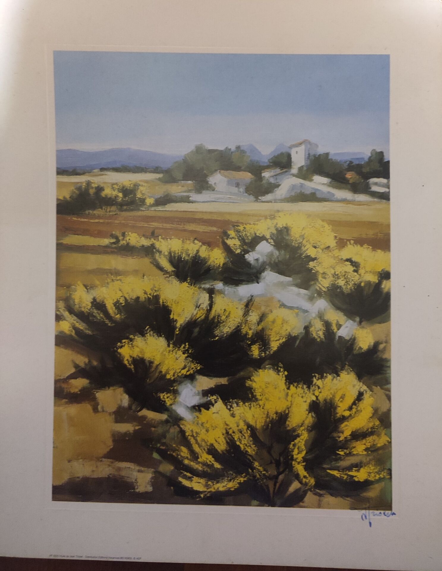 Lithographie signée Jean Triolet – Paysage de Provence