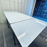 Blue vintage formica table - 4 chairs - extensions