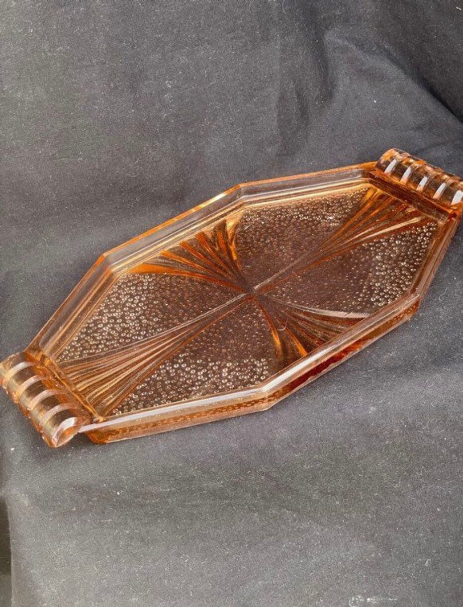 Vintage orange glass tray from the 60s