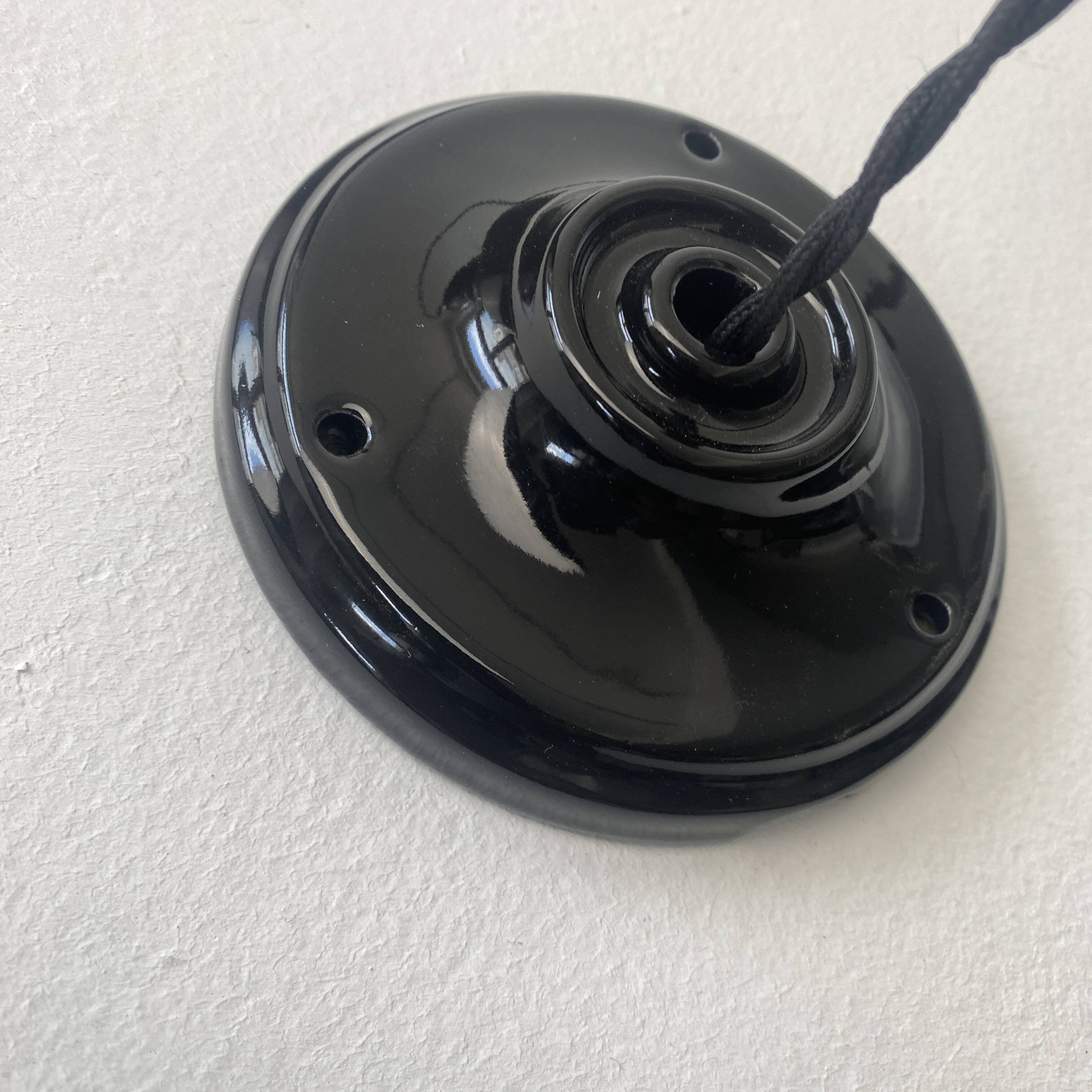 Old industrial pendant light in black enamel 40 cm