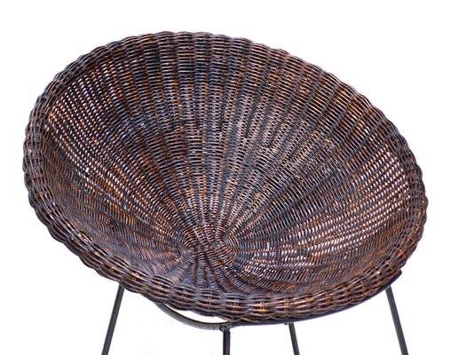 Mid-Century Italian Rattan Armchairs & Table Set, 1950s, Set of 3