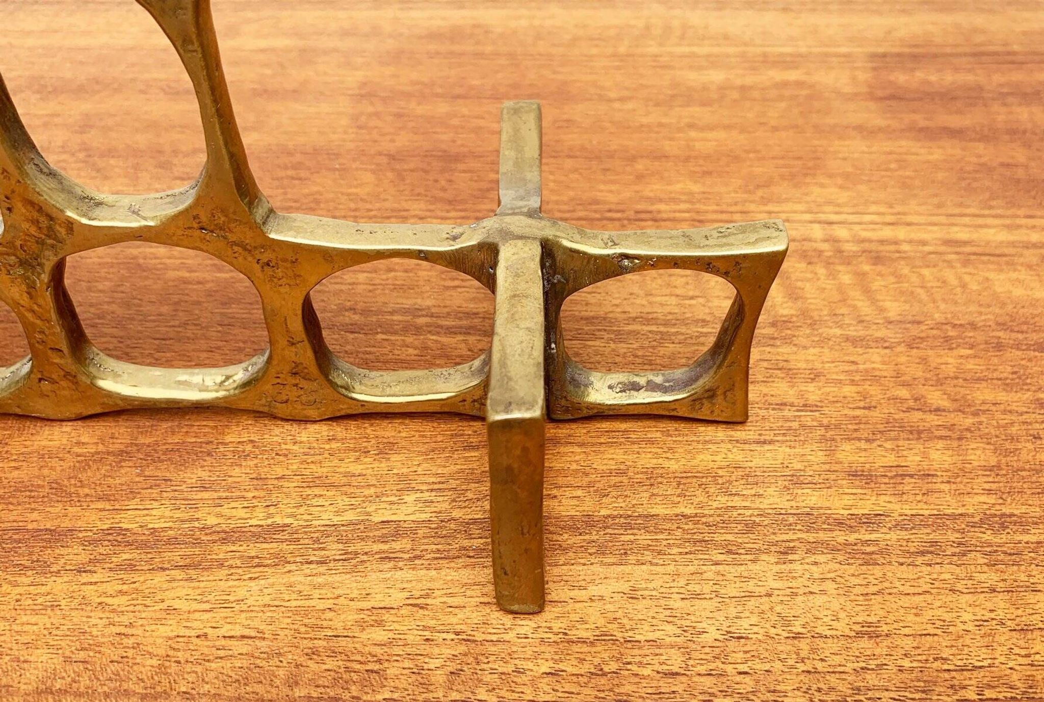 Brutalist metal candlestick from the mid-century by Heinz Goll