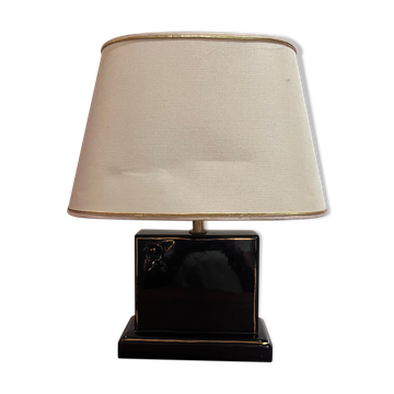 Lampe en céramique à décor de rose