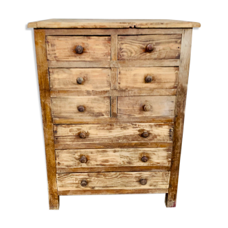 Old Workshop Furniture Commercial furniture with 9 drawers in fir early twentieth century