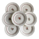 7 earthenware plates, hand-painted floral decoration, Sarreguemines, Armelle model