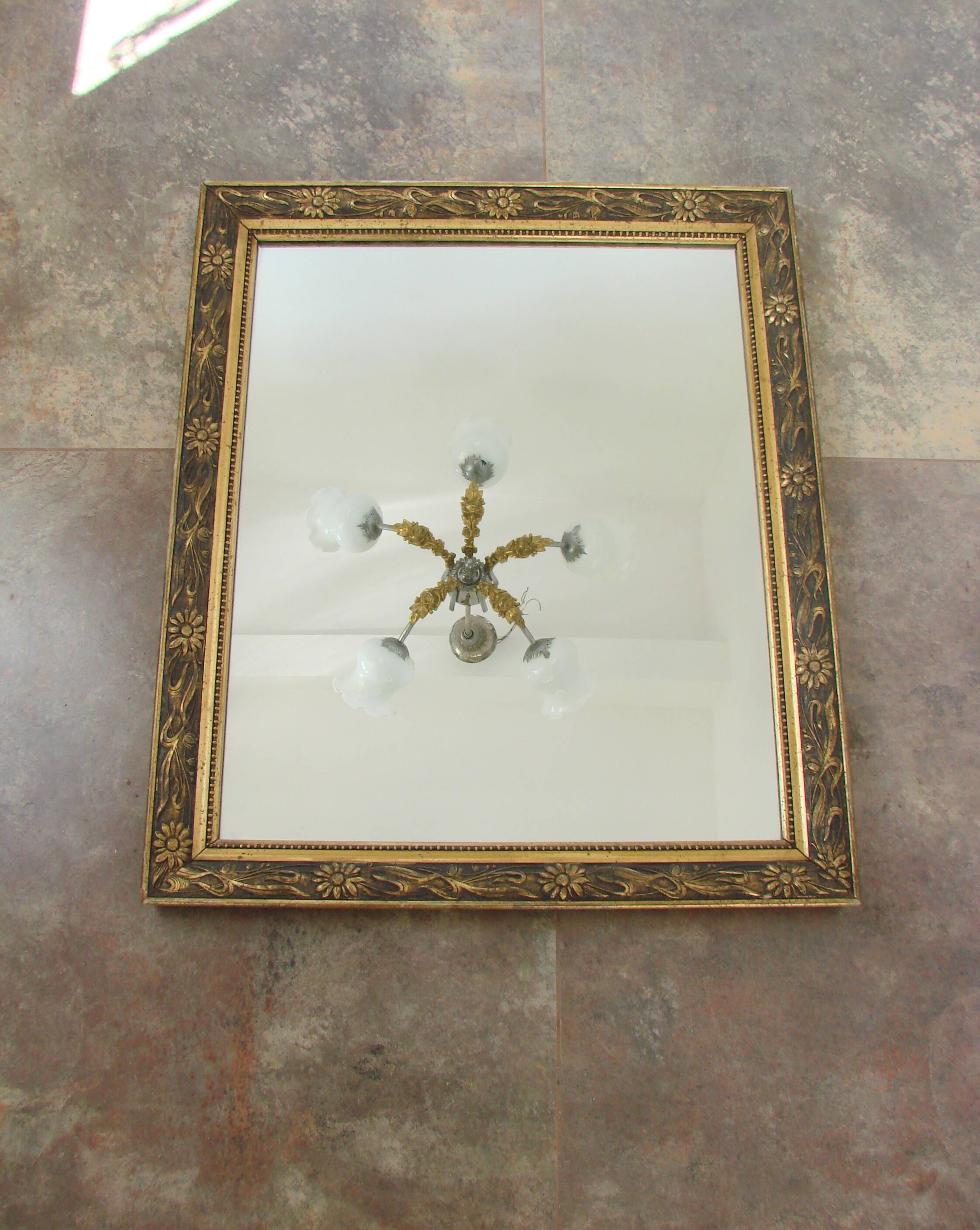 Wall mirror in an ornate frame, 1960s – vintage, gilded frame