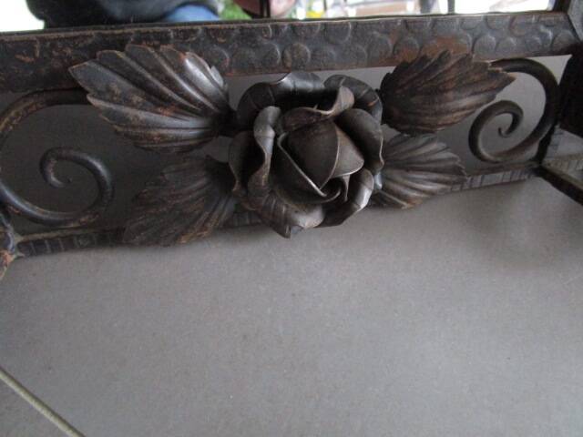 Miroir porte brosses mural art deco en fer forgé