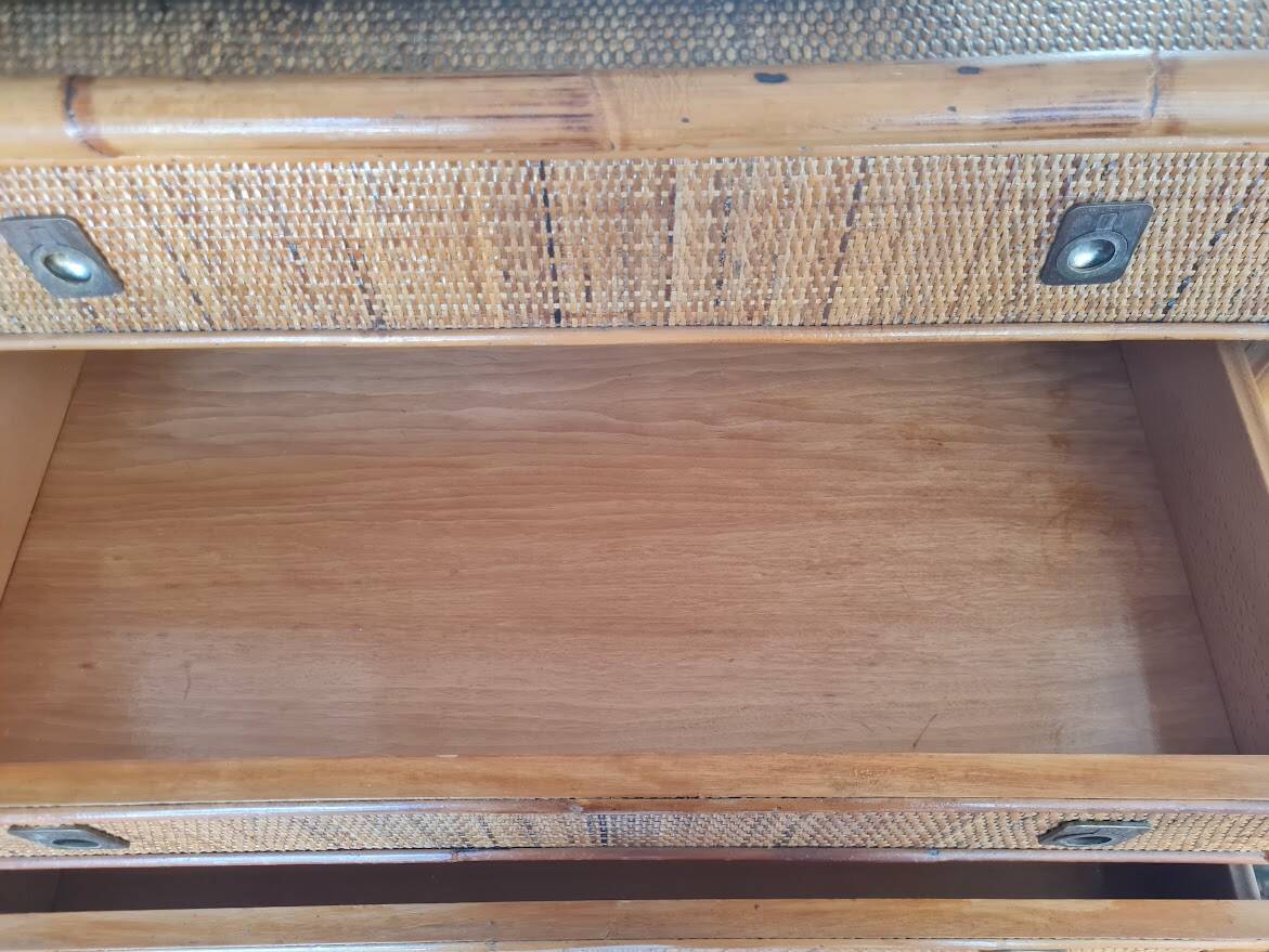 Rattan chest of drawers circa 1970, Dal Vera