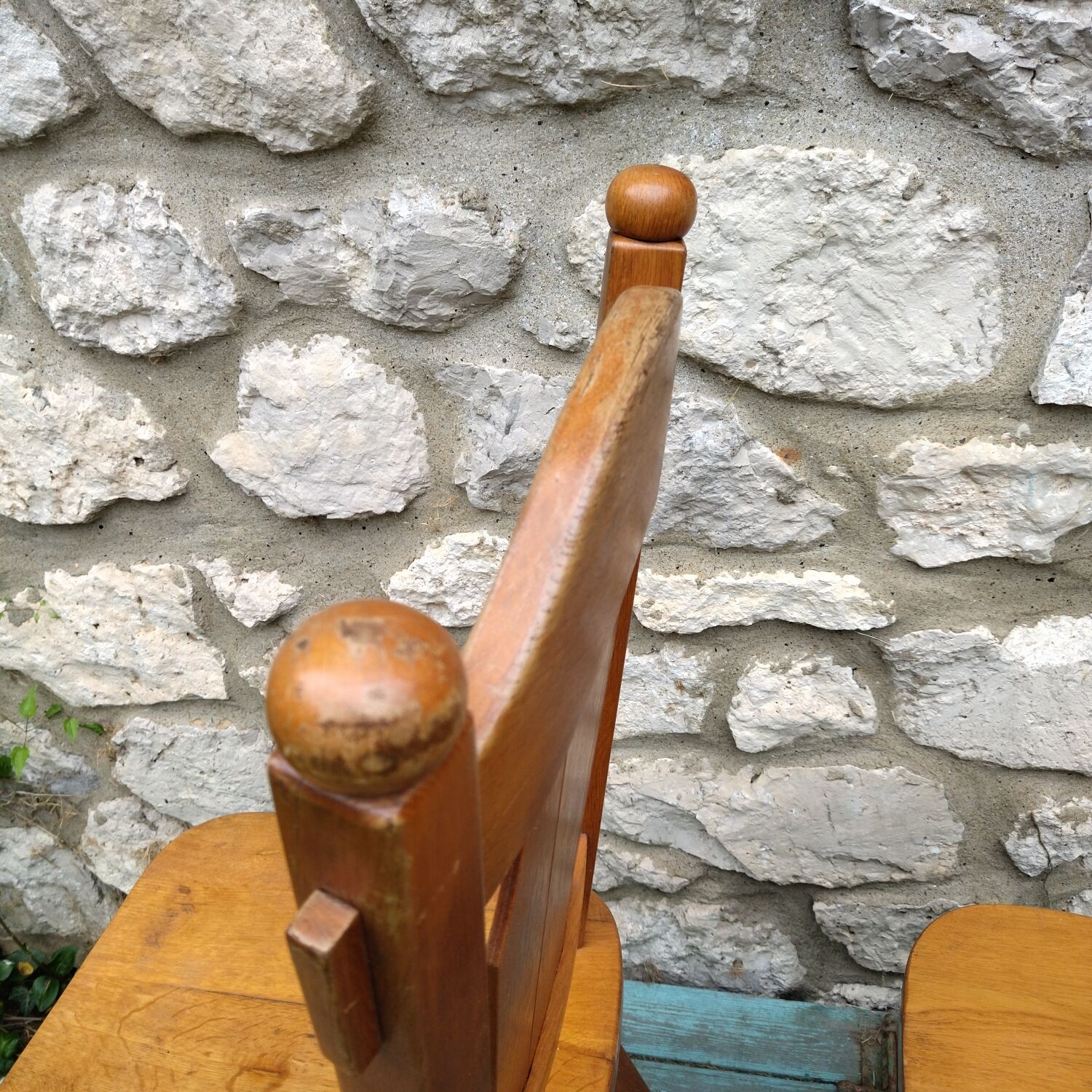 Pair of neo-rustic 60s solid wood chairs