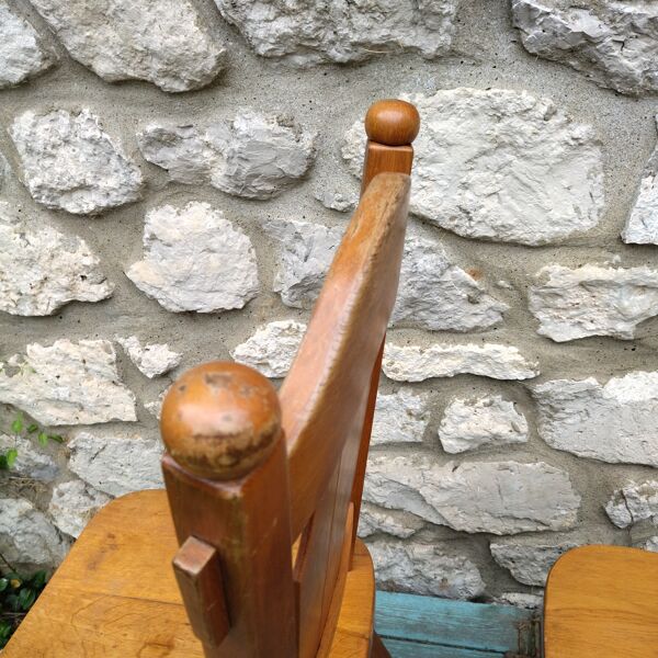 Paire de chaises bois massif années 60 néo rustiques