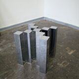 Table basse en verre fumé et chrome 1970