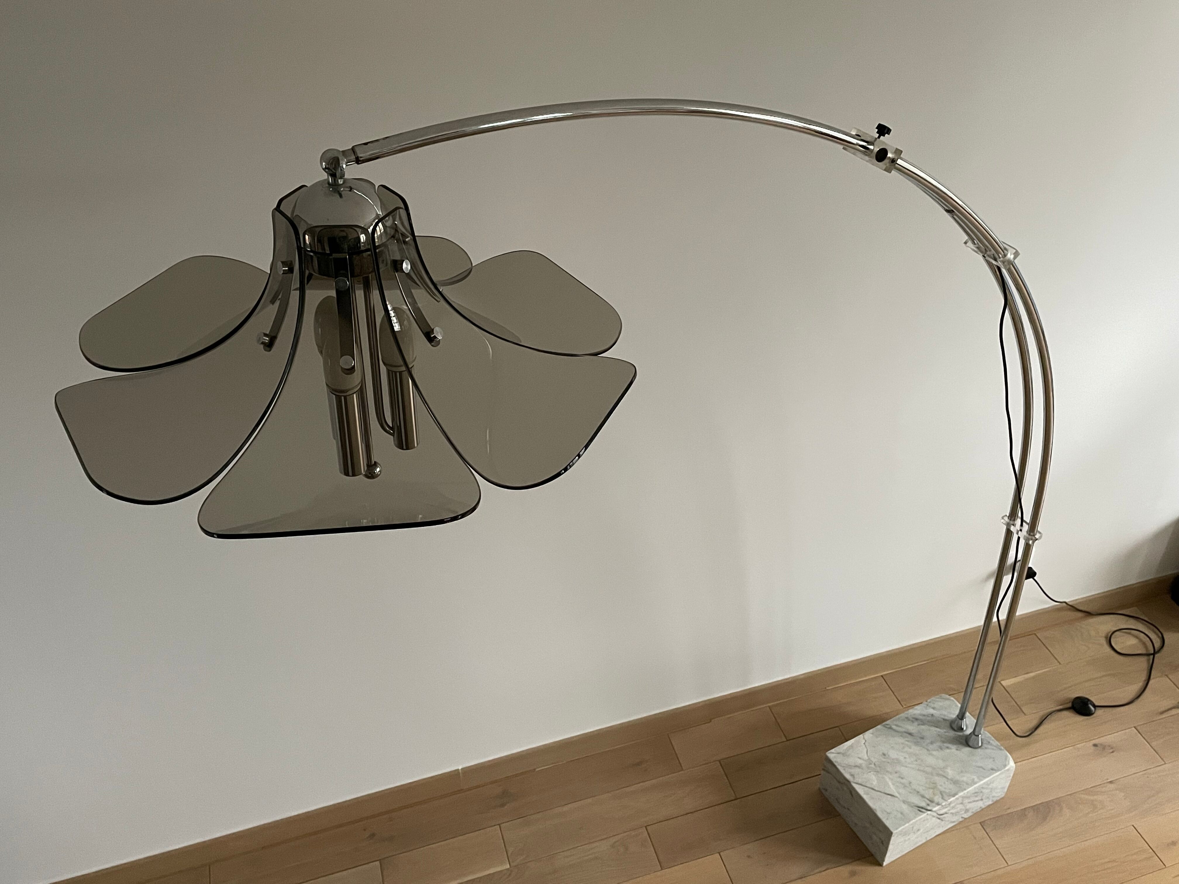 Floor lamp arc flower adjustable, italy, 1960