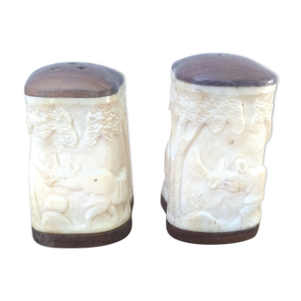 Ivory salt and pepper shakers