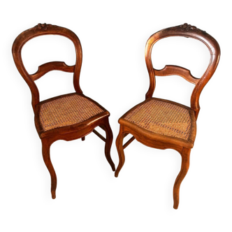 Lot de 2 chaises Louis Philippe cannées