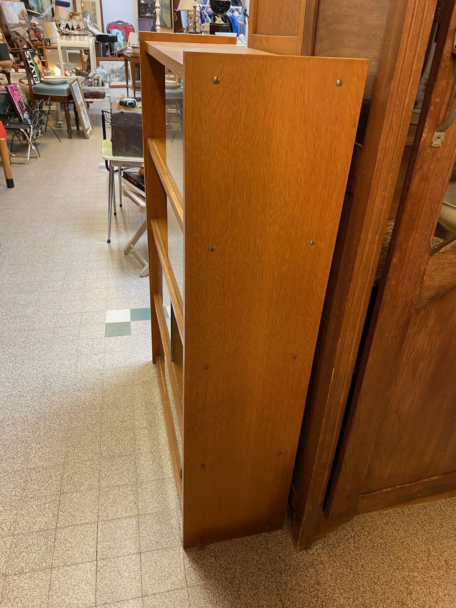 Bibus 1960s bookcase light oak with sliding glass